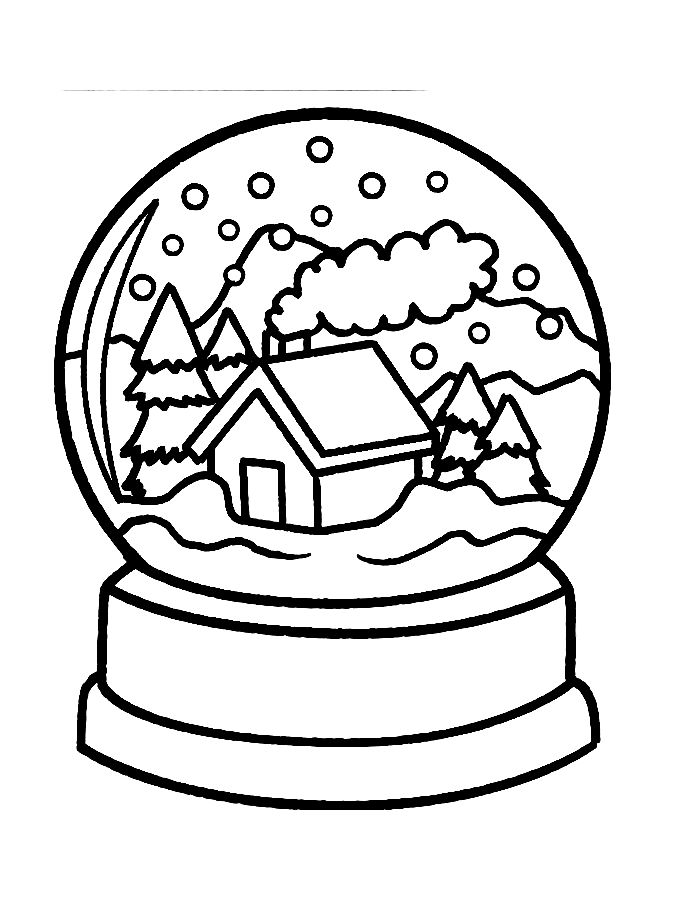 Personalized Snow Globe Coloring Page