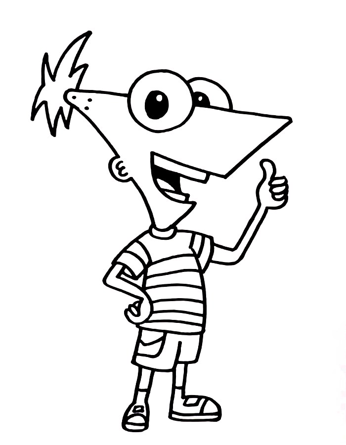 Phineas Flynn Line Art Coloring Page