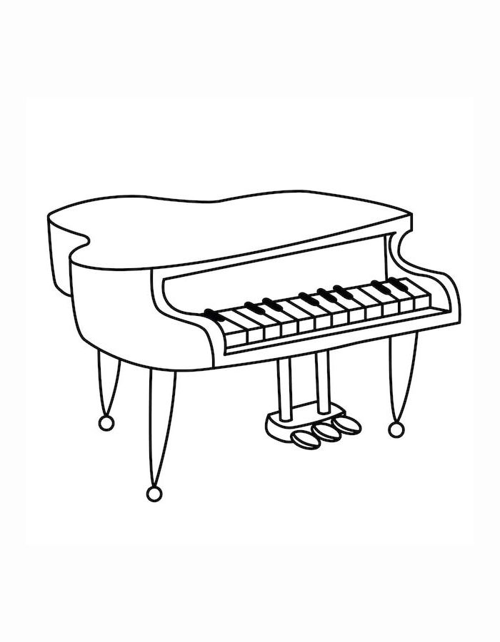 Piano Outline Coloring Page