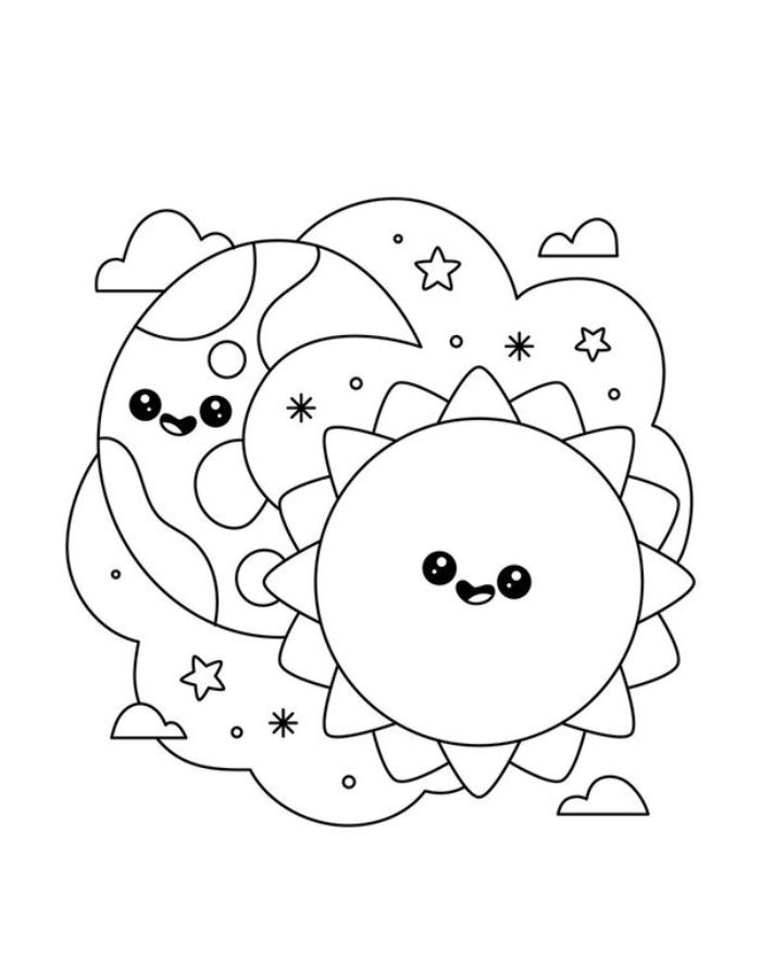 Pic Of The Sun And Moon Coloring Page