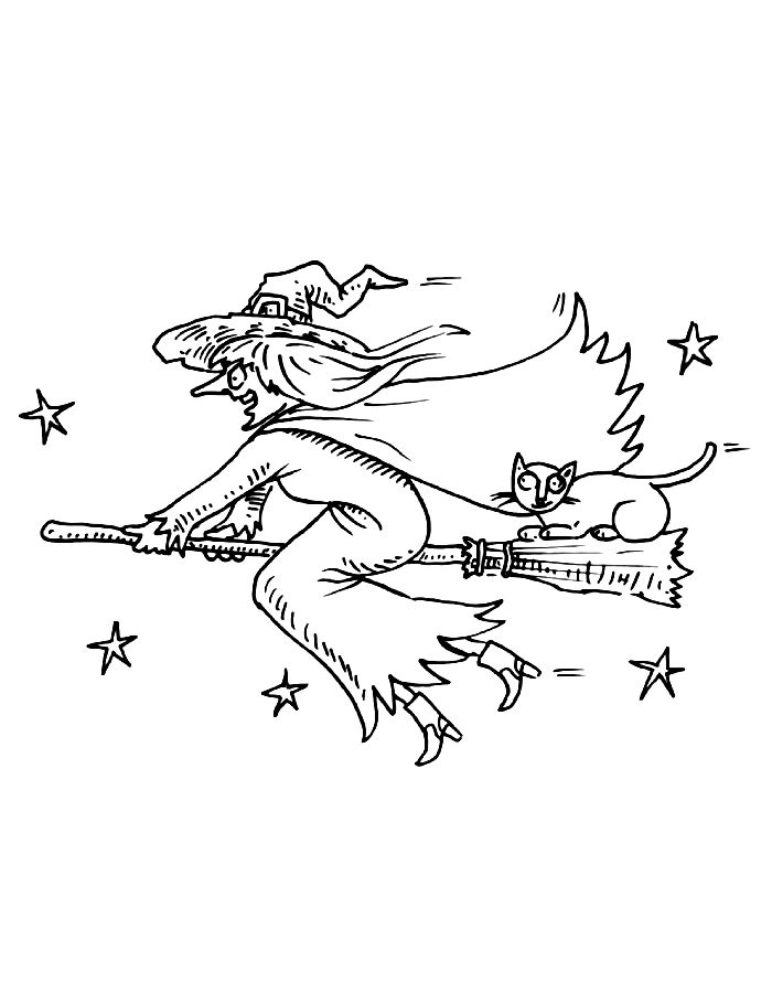 Picture Of A Witch Coloring Page