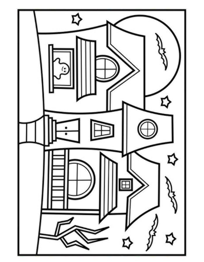 Pictures Of Haunted Houses Coloring Page