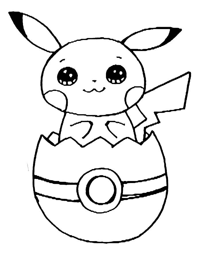 Pikachu In Pokeball Easter Egg Coloring Page