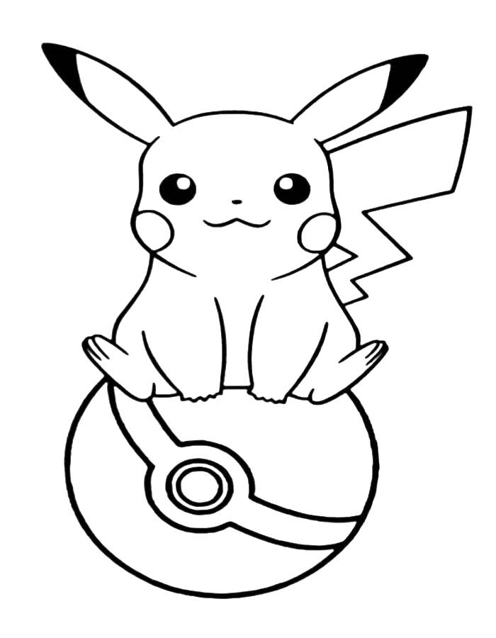 Pikachu Sitting On A Pokeball Coloring Page