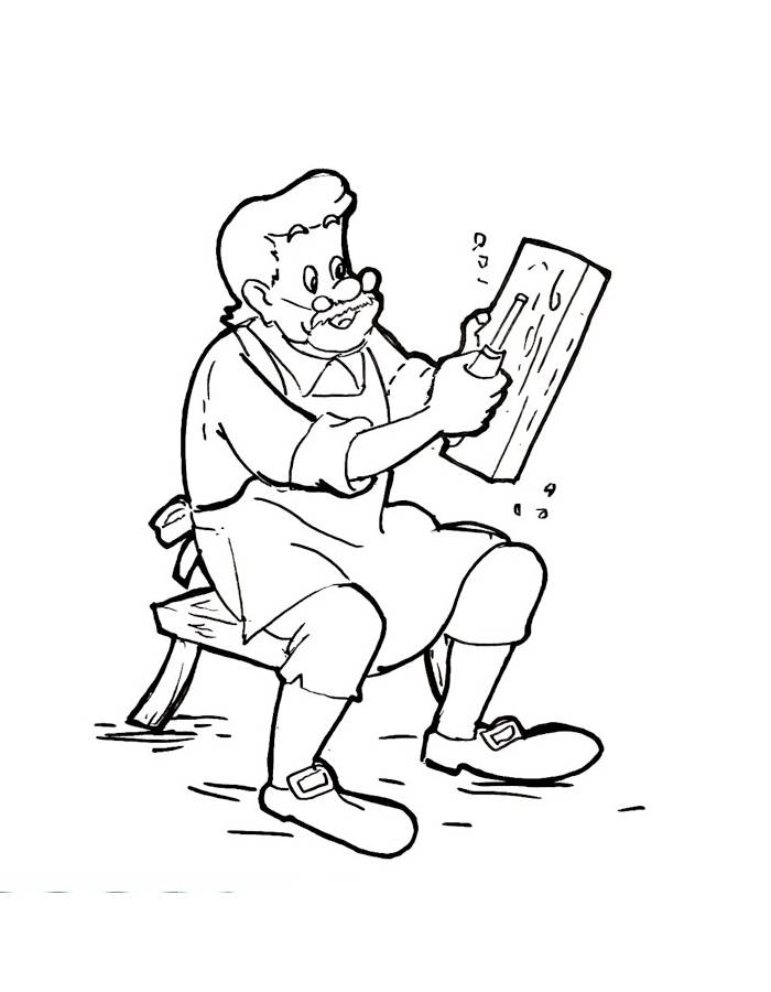 Pinocchio Geppetto Coloring Page