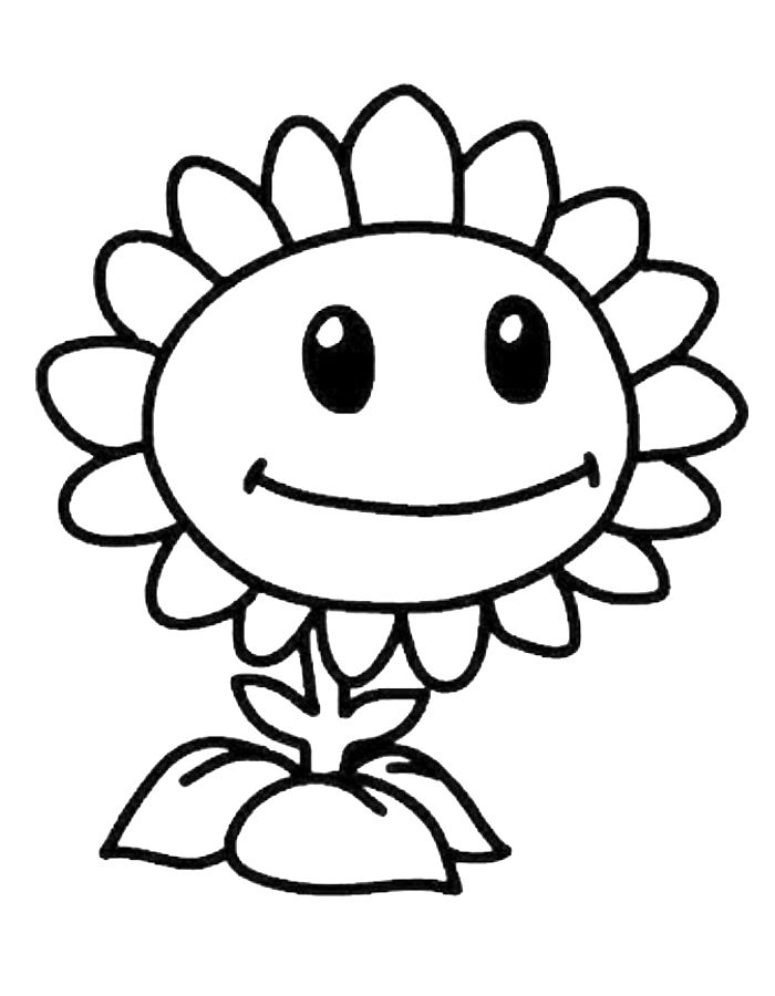 Plants Vs Zombies Sunflower Coloring Page