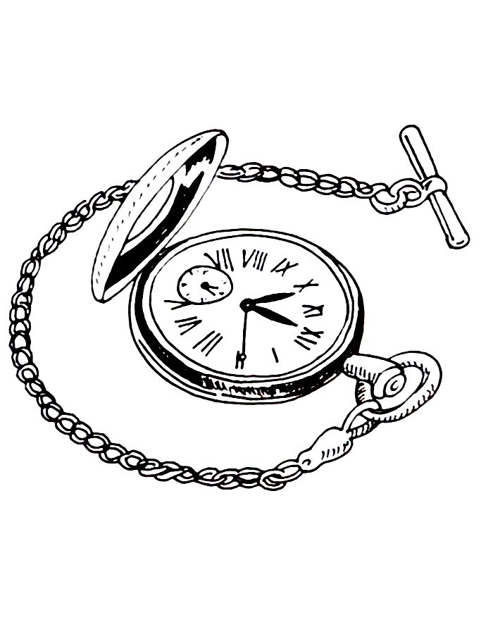 Pocket Watch Coloring Page