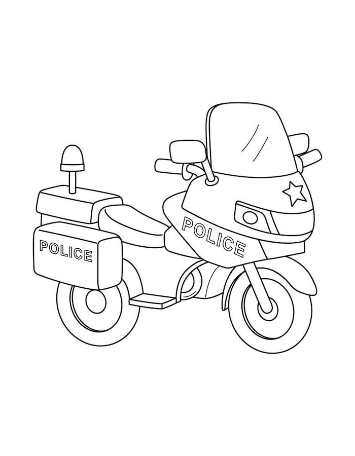 Police Motorcycle Coloring Page