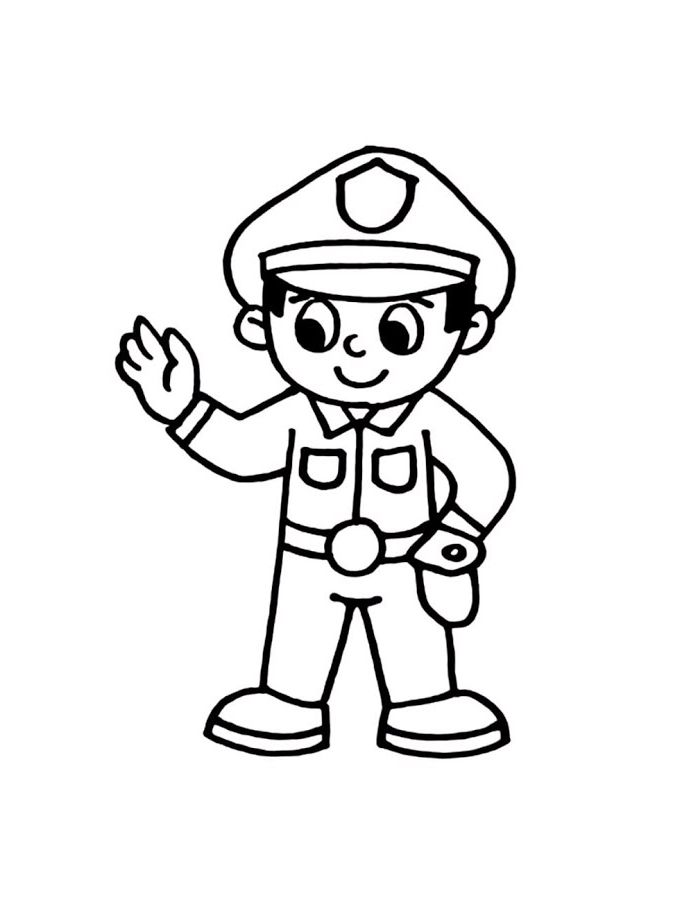 Police Officer Easy And Simple Drawing Coloring Page