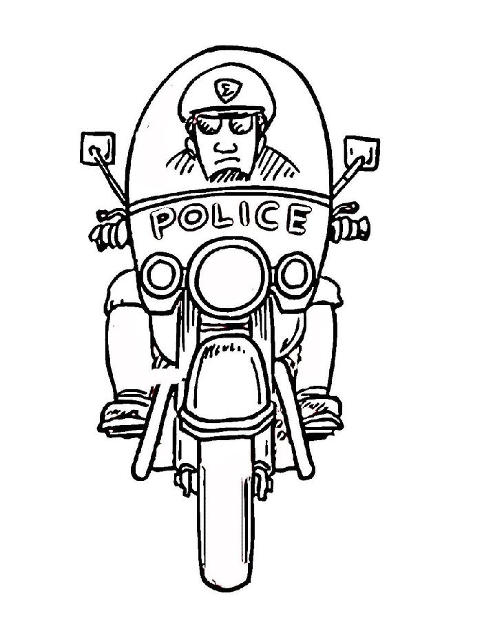 Police Officer Riding A Motorcycle Coloring Page