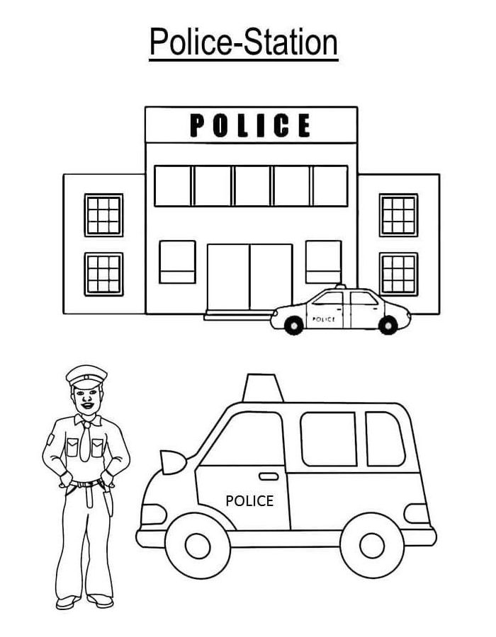 Police Station Coloring Page