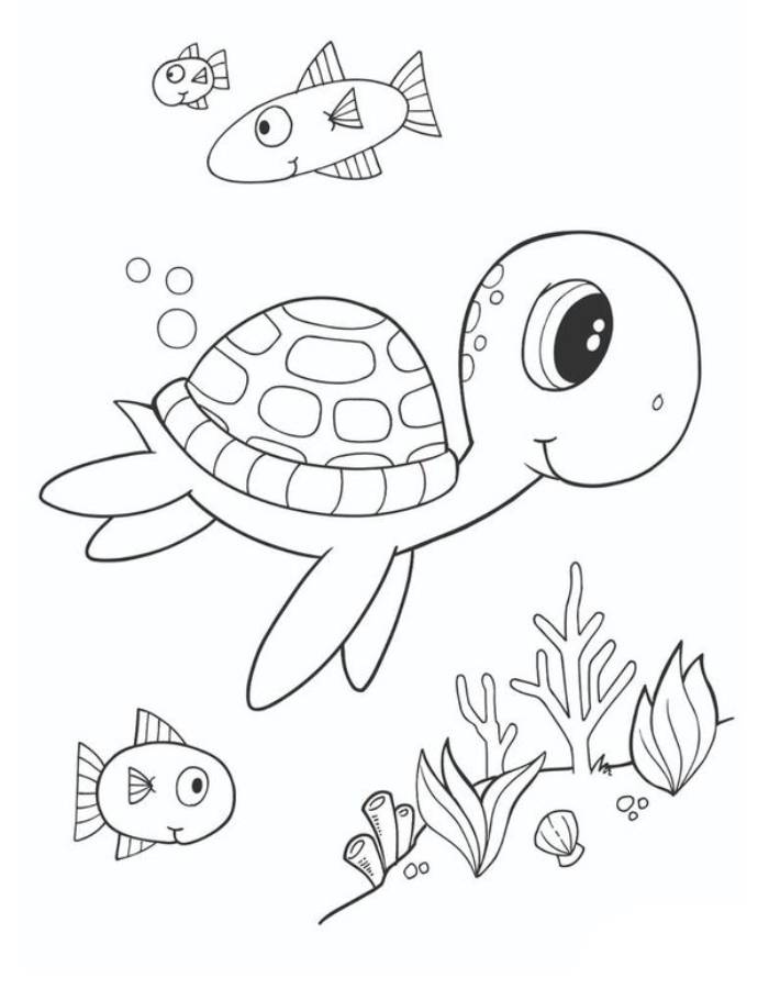 Pond Turtles Coloring Page