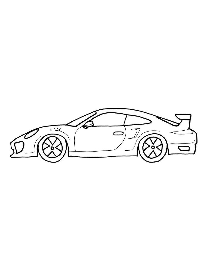 Porsche Car Drawing Easy Coloring Page