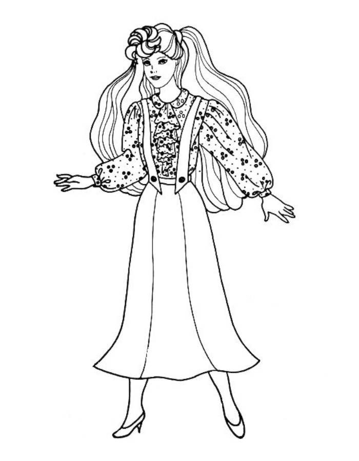 Preppy Fashion Girl Art Coloring Page