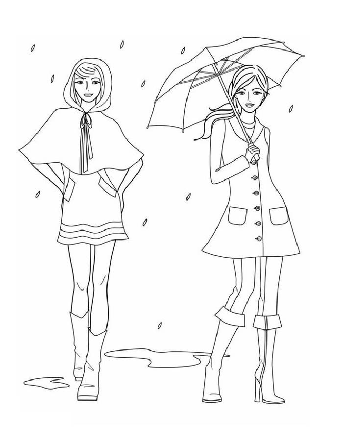 Preppy Rainy Day Coloring Page