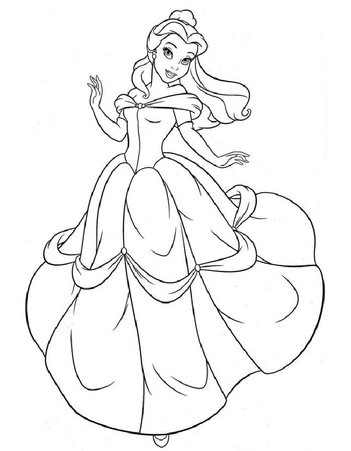 Princess Belle Line Art Coloring Page