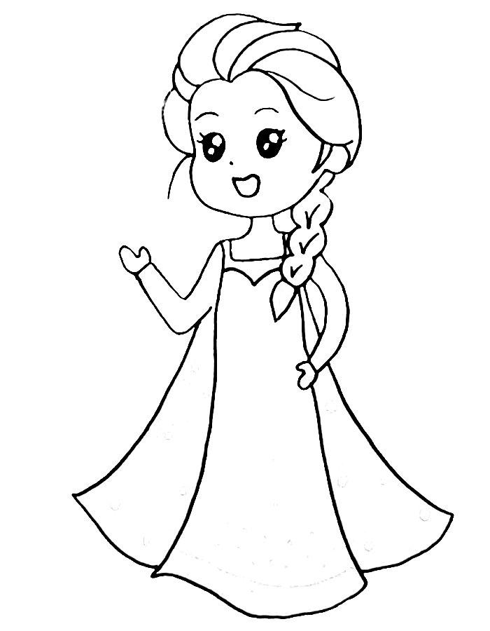 Princess Elsa From Cartoon Drawing Coloring Page