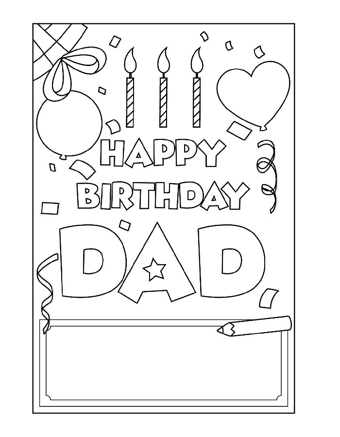 Printable Happy Birthday Dad Coloring Page