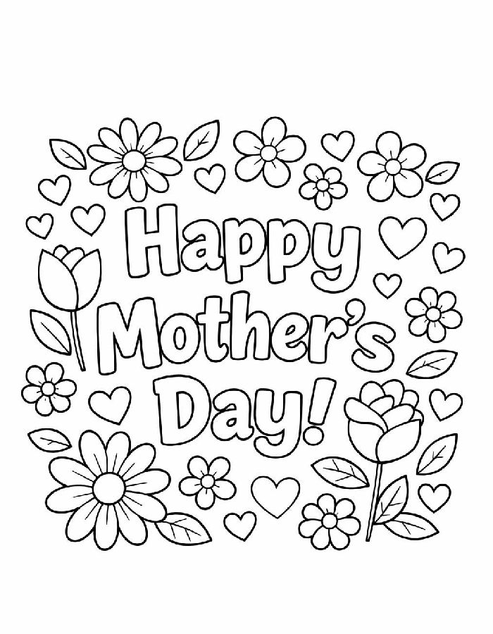 Printable Mother's Day Cards Coloring Page