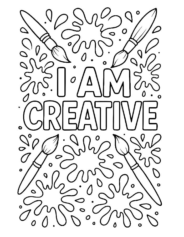 Printable Positive Mindset Downloadable Coloring Page