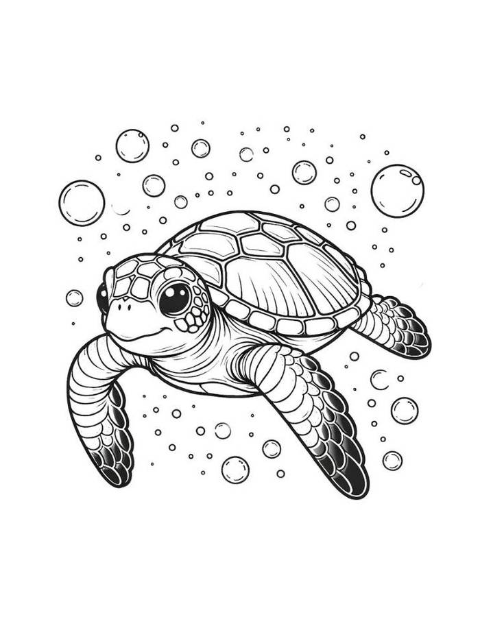 Printable Sea Turtle For Adults Coloring Page