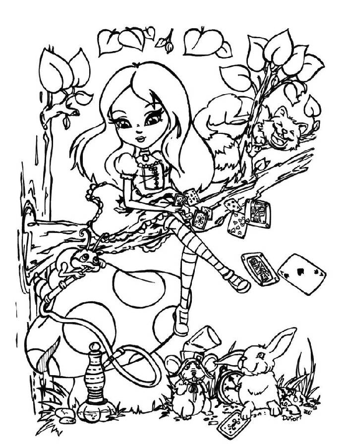 Printable Trippy Alice In Wonderland Coloring Page