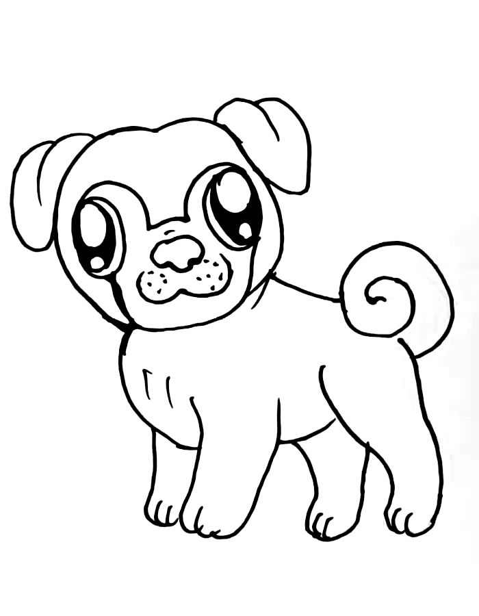 Pug Dog Easy Coloring Page