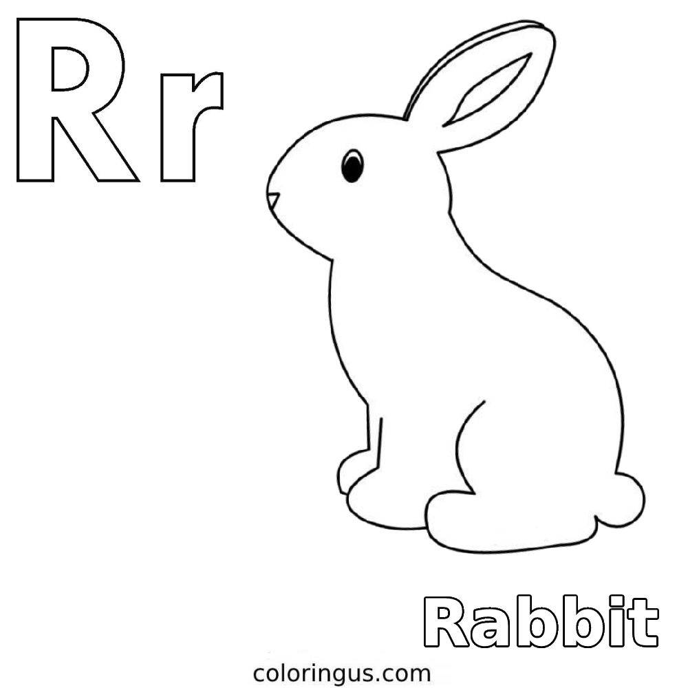 R For Rabbit Coloring Page