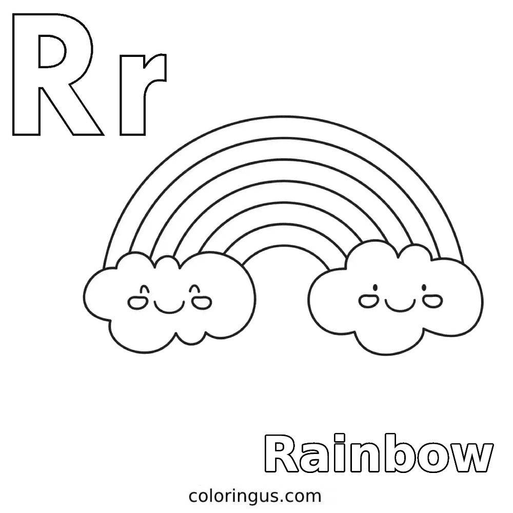 R For Rainbow Coloring Page