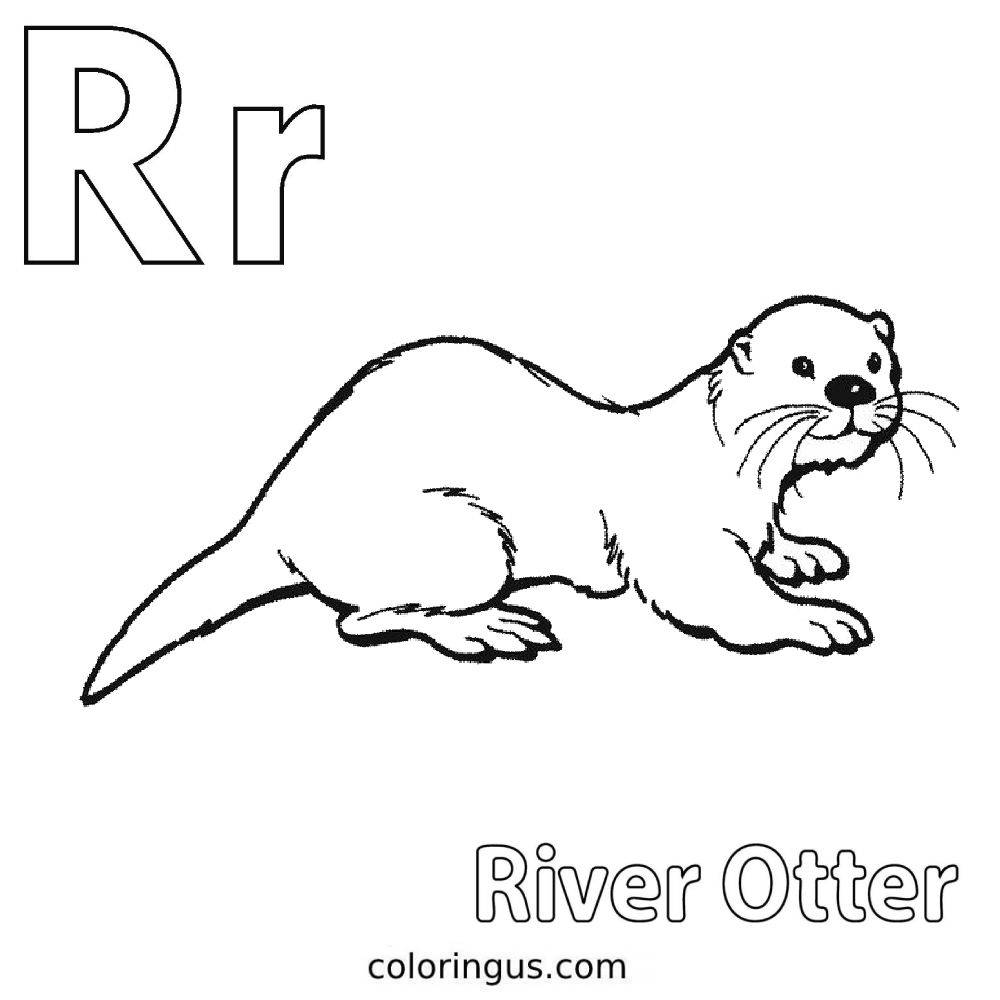 R For River Otter Coloring Page