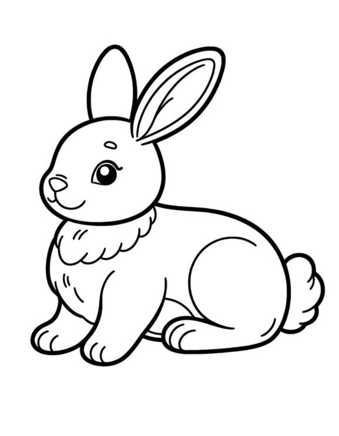 Rabbit Line Art Coloring Page