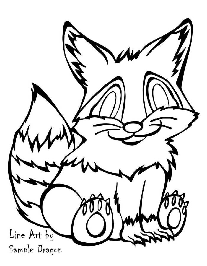 Raccoon Black And White Coloring Page