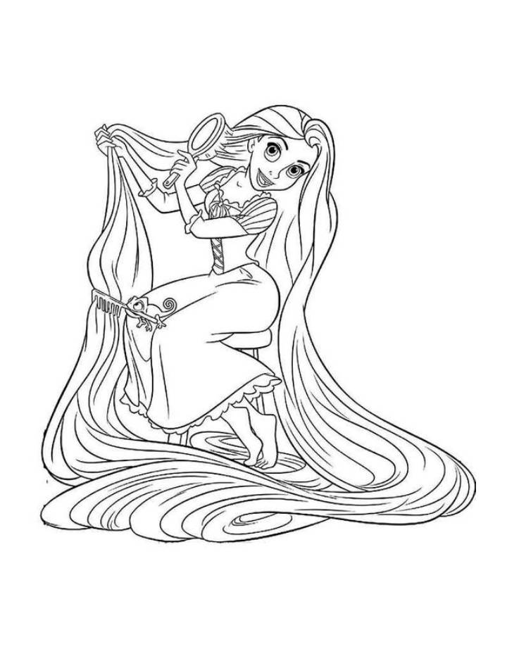 Rapunzel Combing Her Hair Coloring Page