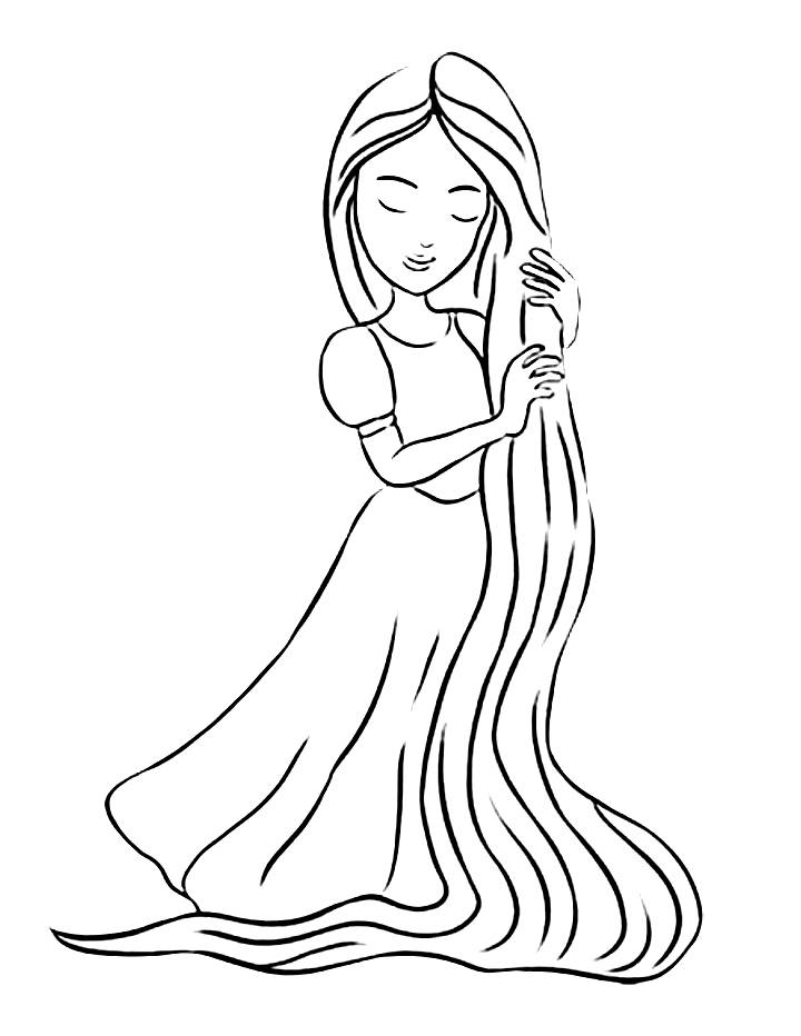 Rapunzel Drawing For Kids Coloring Page