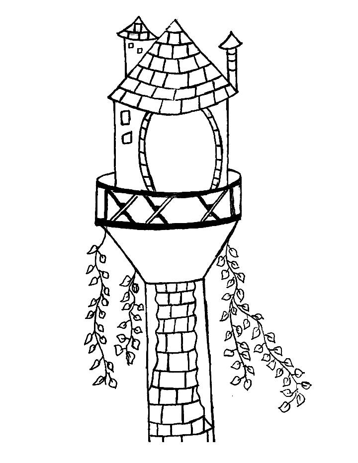 Rapunzel Tower Drawing Coloring Page