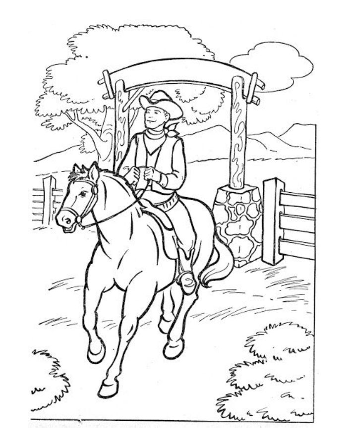 Realistic Cowboy Coloring Page