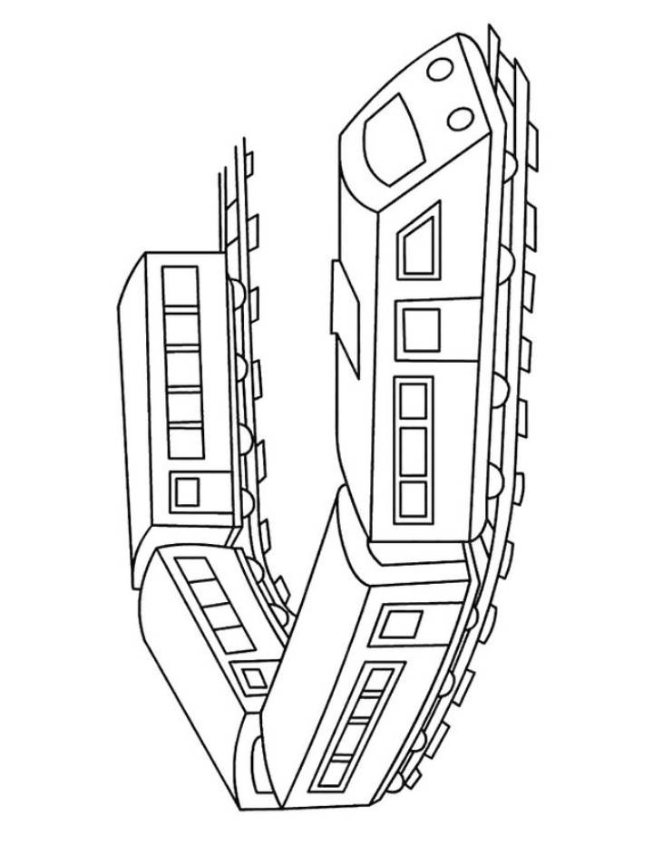 Realistic Train Drawing Coloring Page