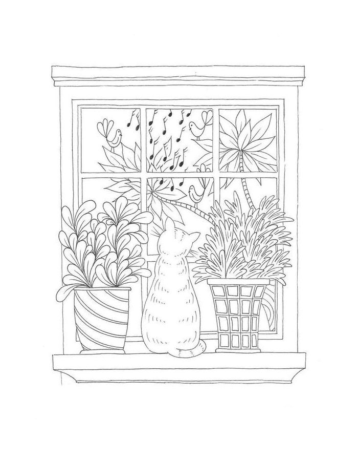 Relaxing Line Art Coloring Page