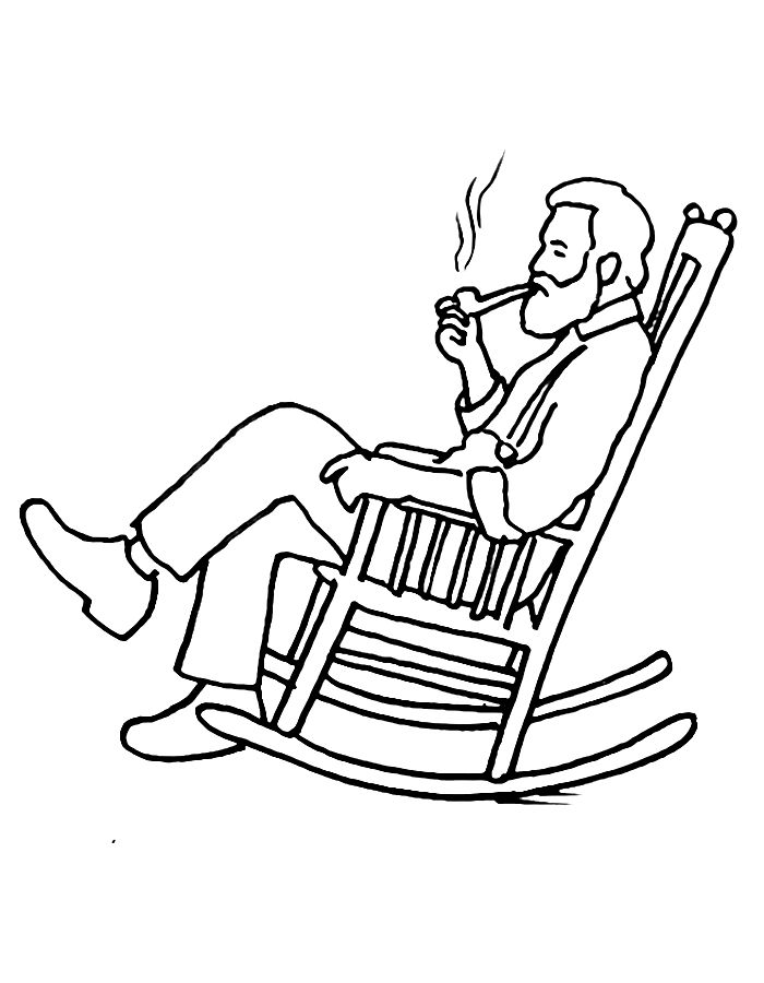 Relaxing Old Man Drawing Coloring Page