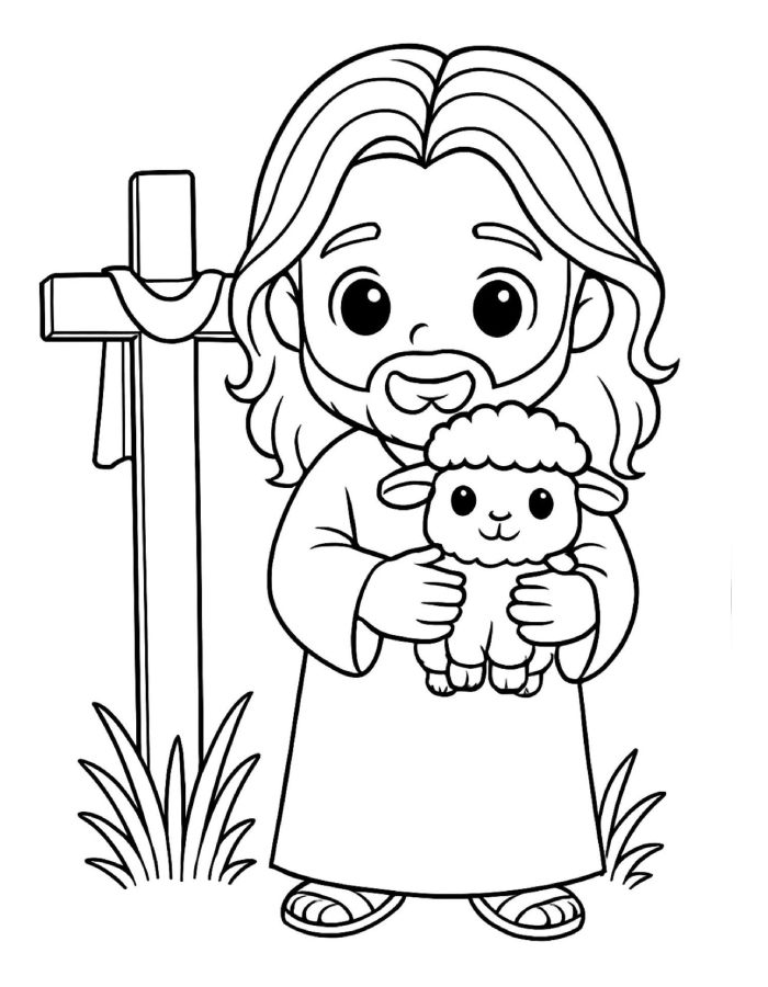 Religious Easter Drawing Coloring Page