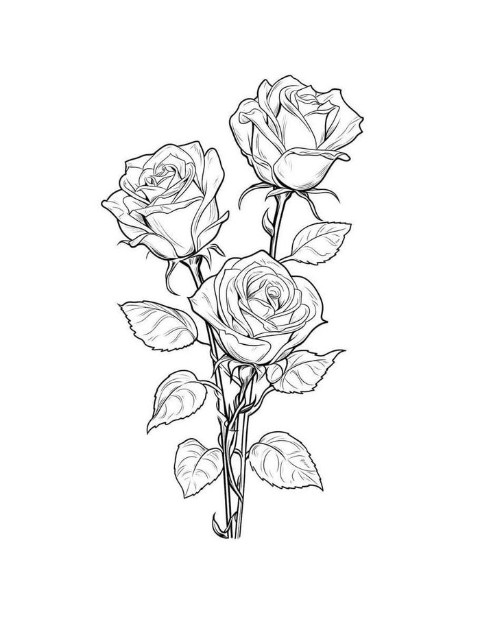 Rose Color Pictures Coloring Page