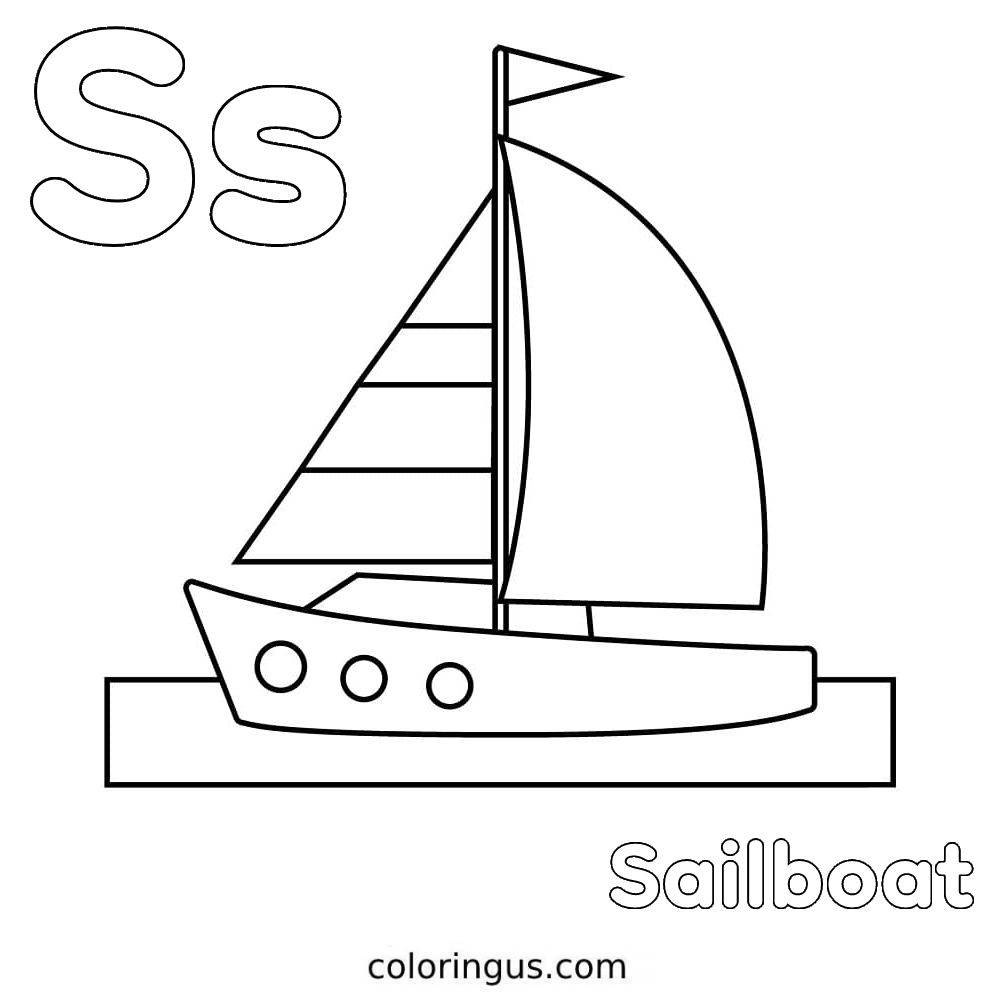 S For Sailboat Coloring Page