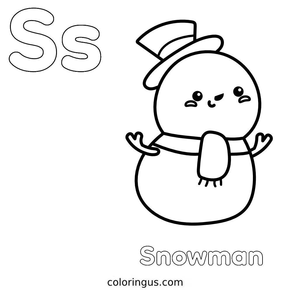 S For Snowman Coloring Page