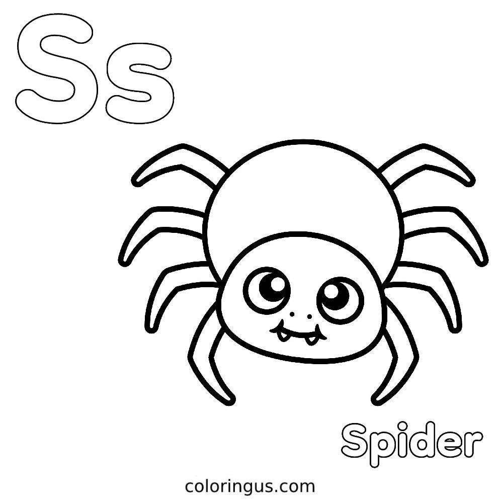 S For Spider Coloring Page