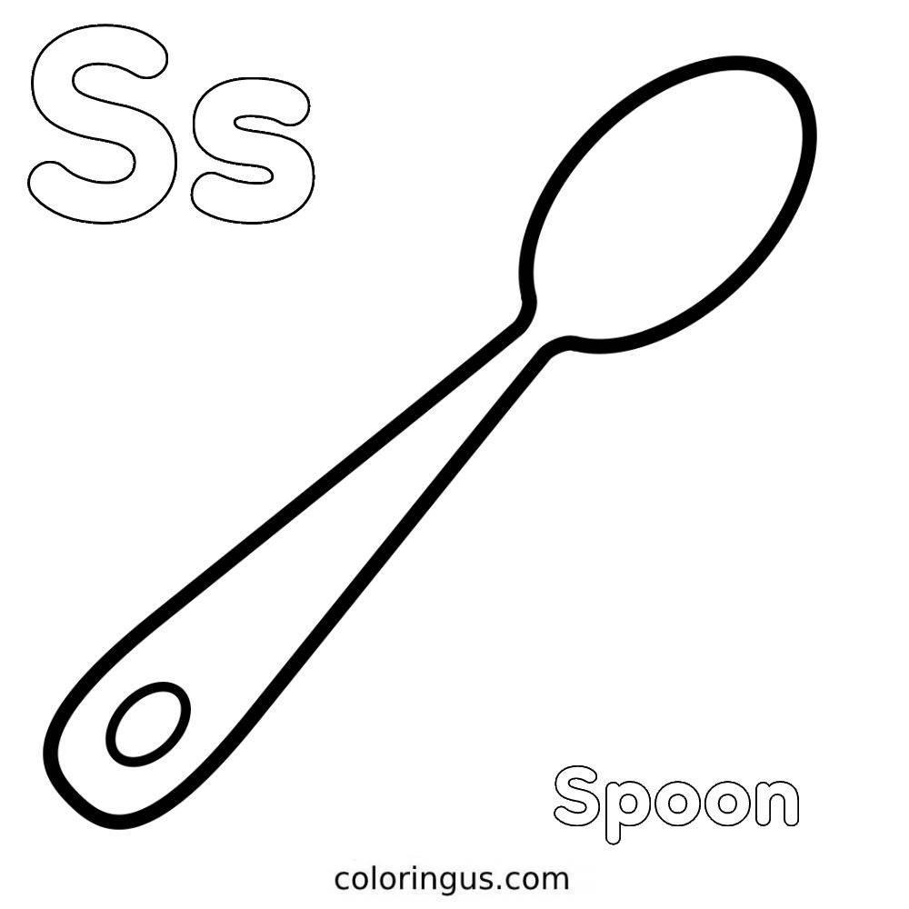 S For Spoon Coloring Page