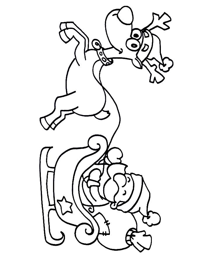 Christmas Special Santa And Reindeer Coloring Page