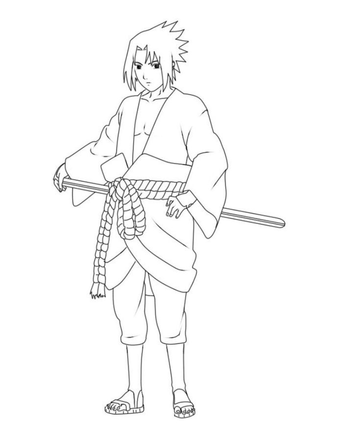 Sasuke Uchiha Line Art Coloring Page