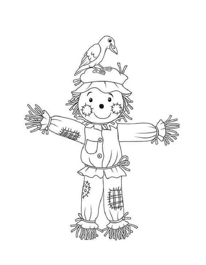 Scarecrow Clip Art Black And White Coloring Page