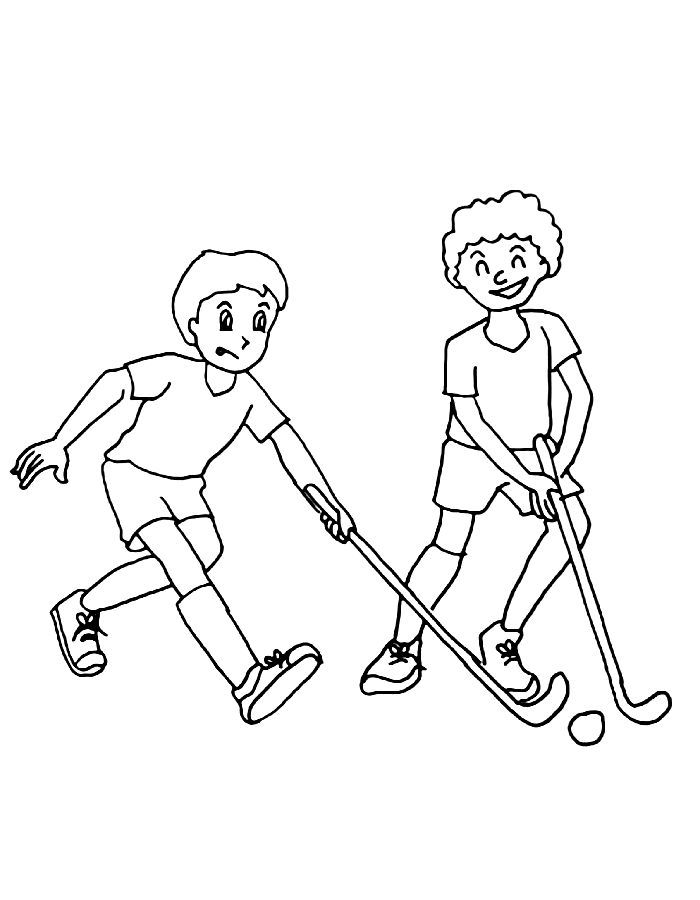 Scenery Of Playing Hockey Coloring Page