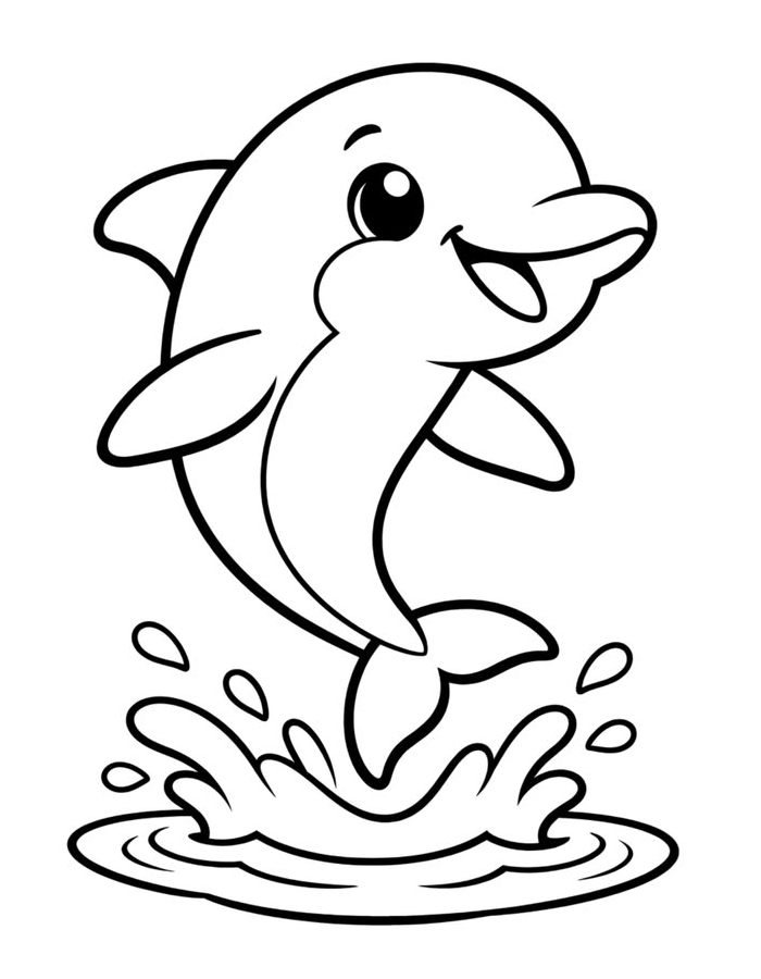 Sea Creature Dolphin Coloring Page